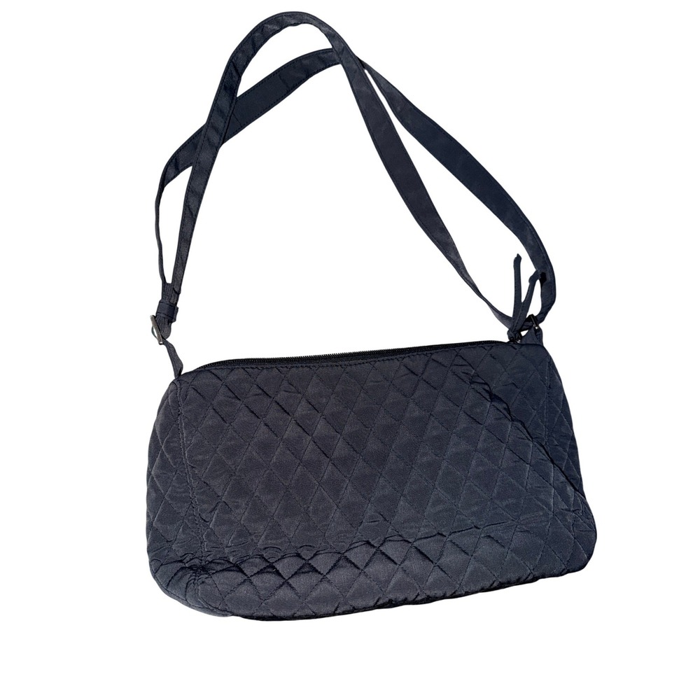 Vera Bradley Black Quilted Microfiber Crossbody Bag Adjustable Strap‎ Lining